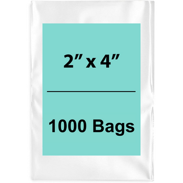 2X4 inches Clear Flat Poly Bags 1.5Mil Open Top (LDPE)